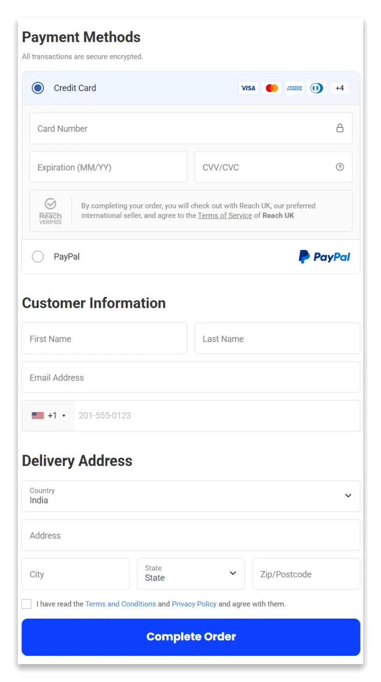Wavemax secure checkout page